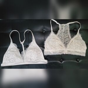 Two Victoria's Secret Lace Bralette Set - Ivory